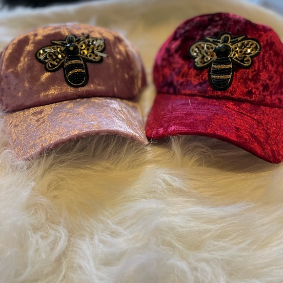 J.Elise Boutique Lavender Golden Bee Patch Distressed Velour Baseball Cap - Picture 12 of 12